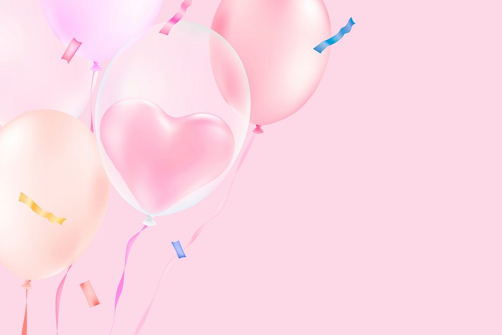Pink balloon background, Valentine's day design vector