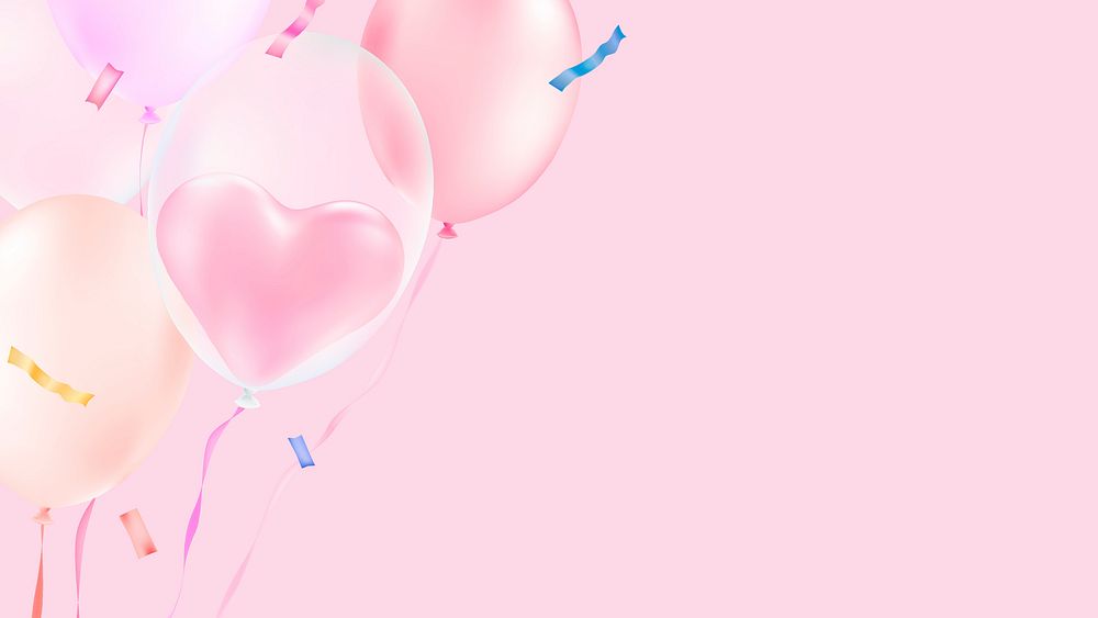 Heart computer wallpaper, Valentine's balloons