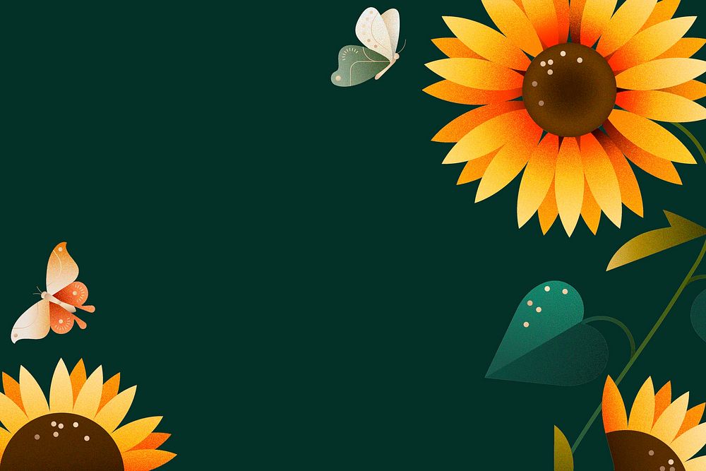 Sunflower nature graphic background, botanical border design psd
