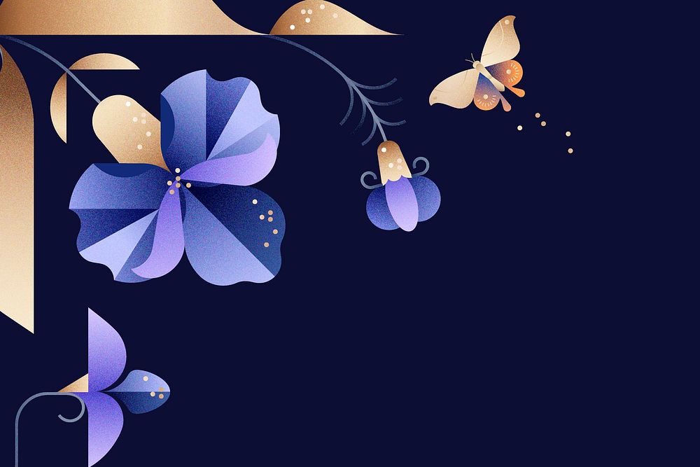Aesthetic flat floral design background, botanical border design vector