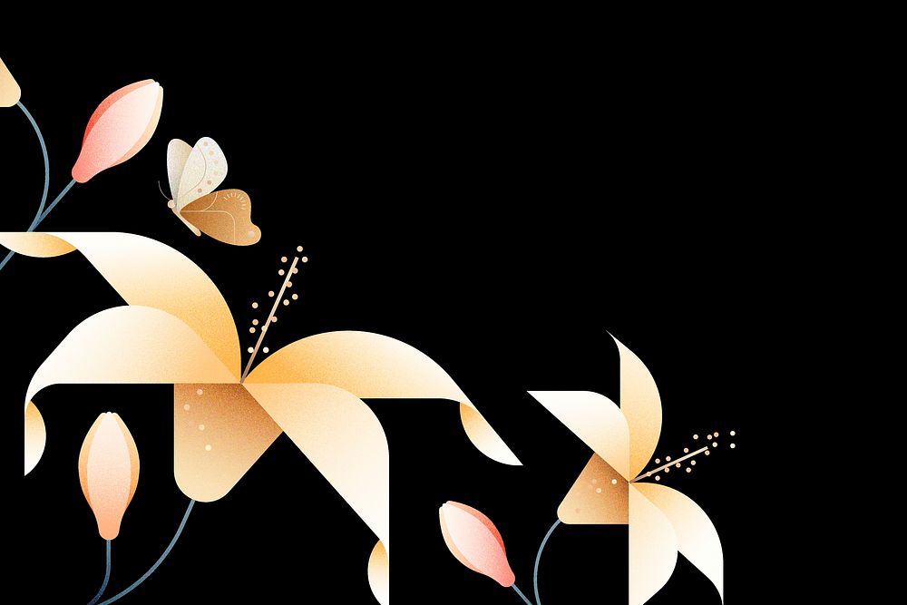 Aesthetic flat floral design background, botanical border design psd