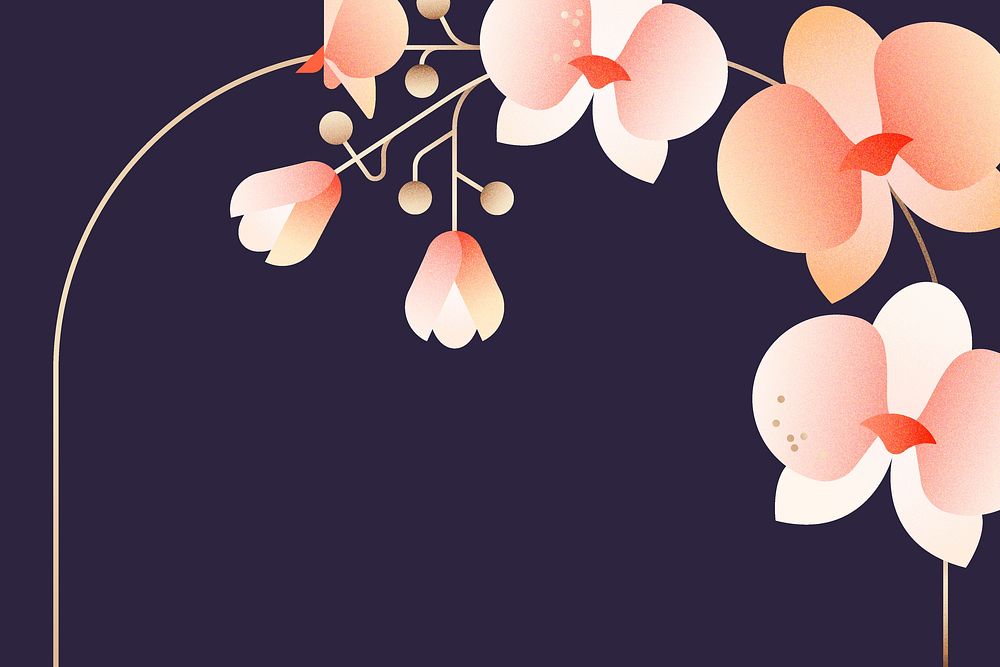Aesthetic flat floral design frame background, botanical design vector