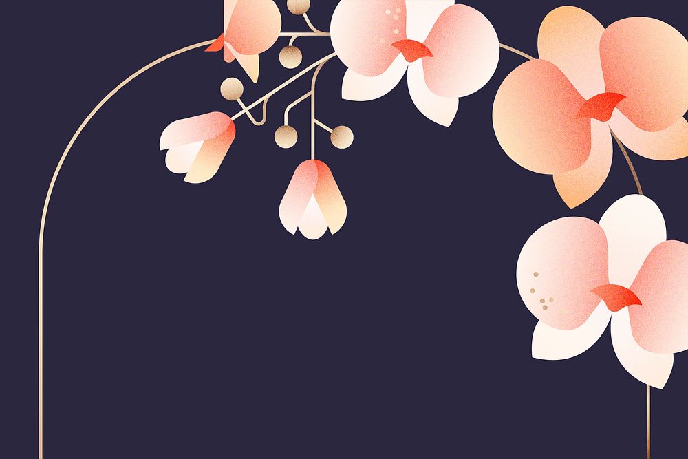 Aesthetic flat floral design frame background, botanical design psd