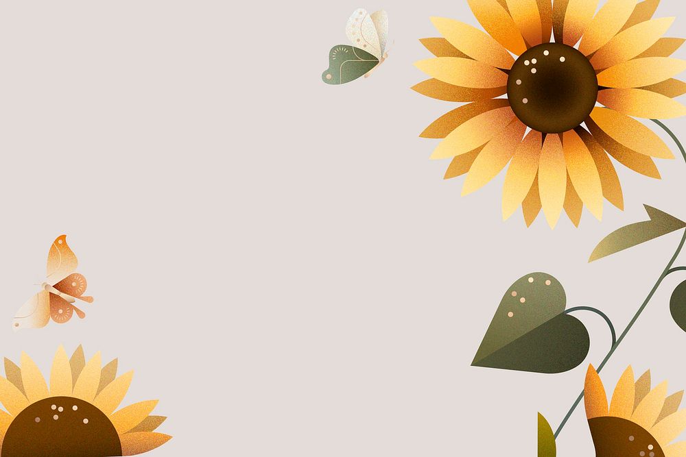 Sunflower gray background, floral border design vector