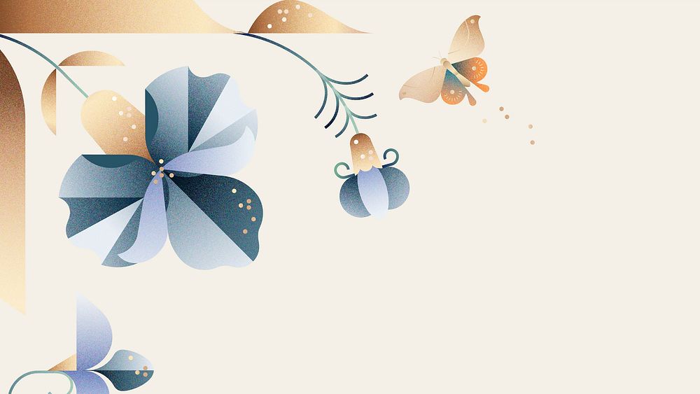 Floral nature graphic computer wallpaper, botanical border design