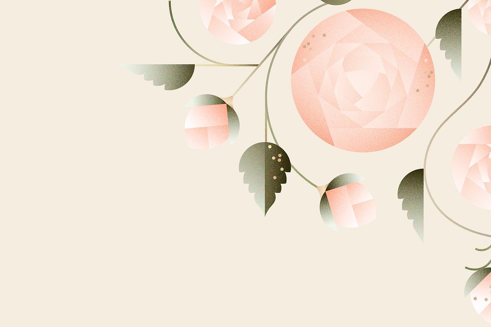 Beige background, aesthetic floral border design vector