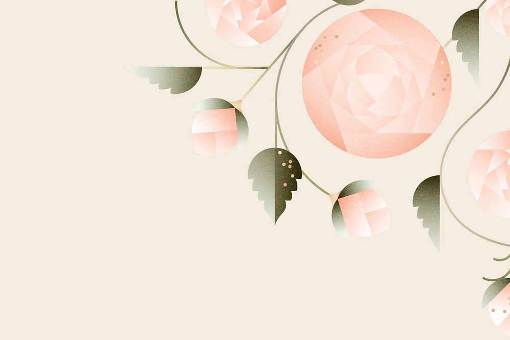 Roses beige background, floral border design psd