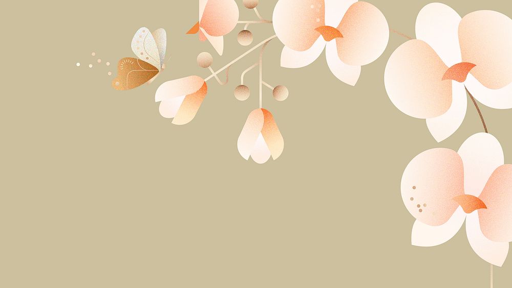 Pink orchids desktop wallpaper, floral border design 