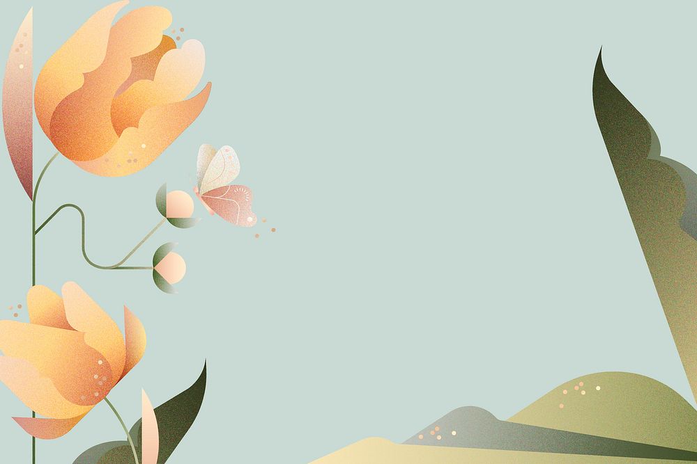 Geometric nature background, floral border design psd