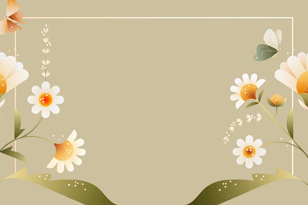 Aesthetic daisies, gold frame, background design