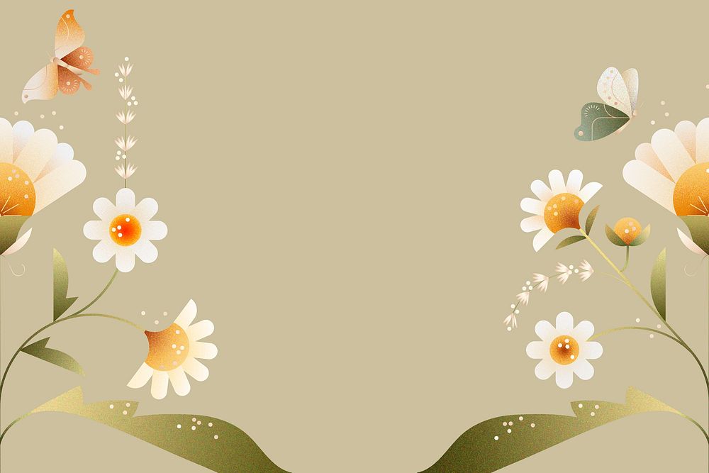 Aesthetic floral background, floral border design vector