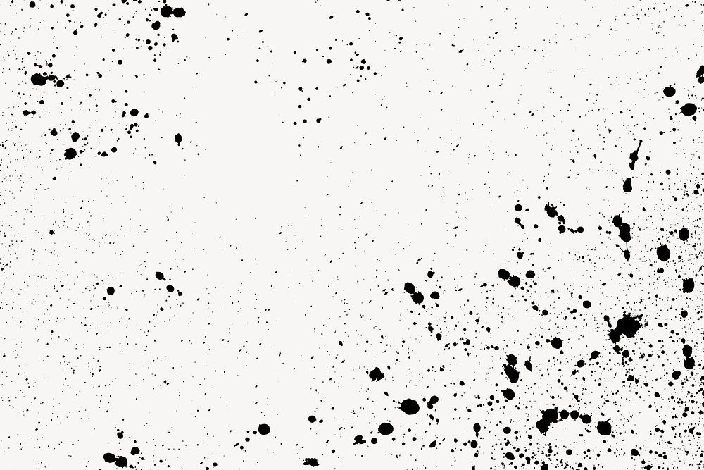 Ink splatter texture abstract background, black & white design vector