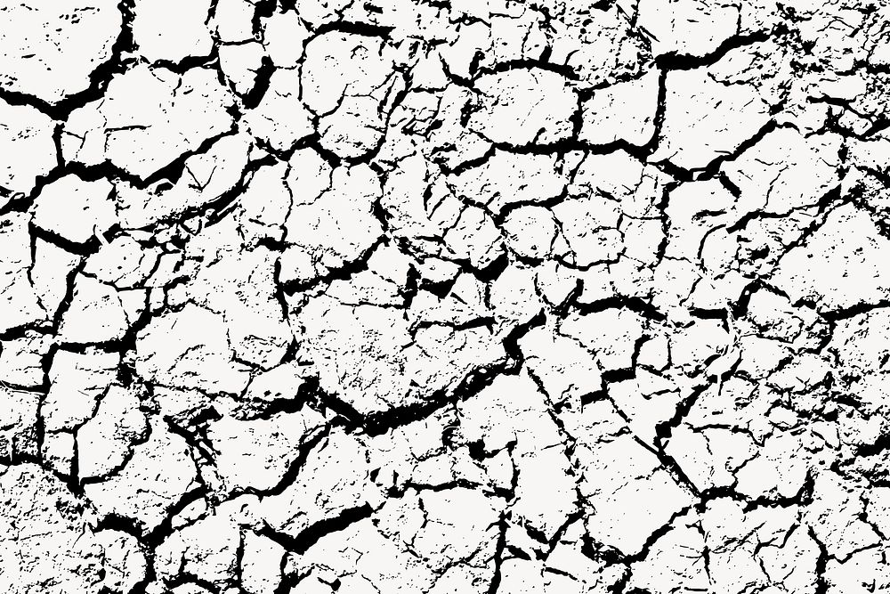 Cracked texture abstract background, black & white design vector