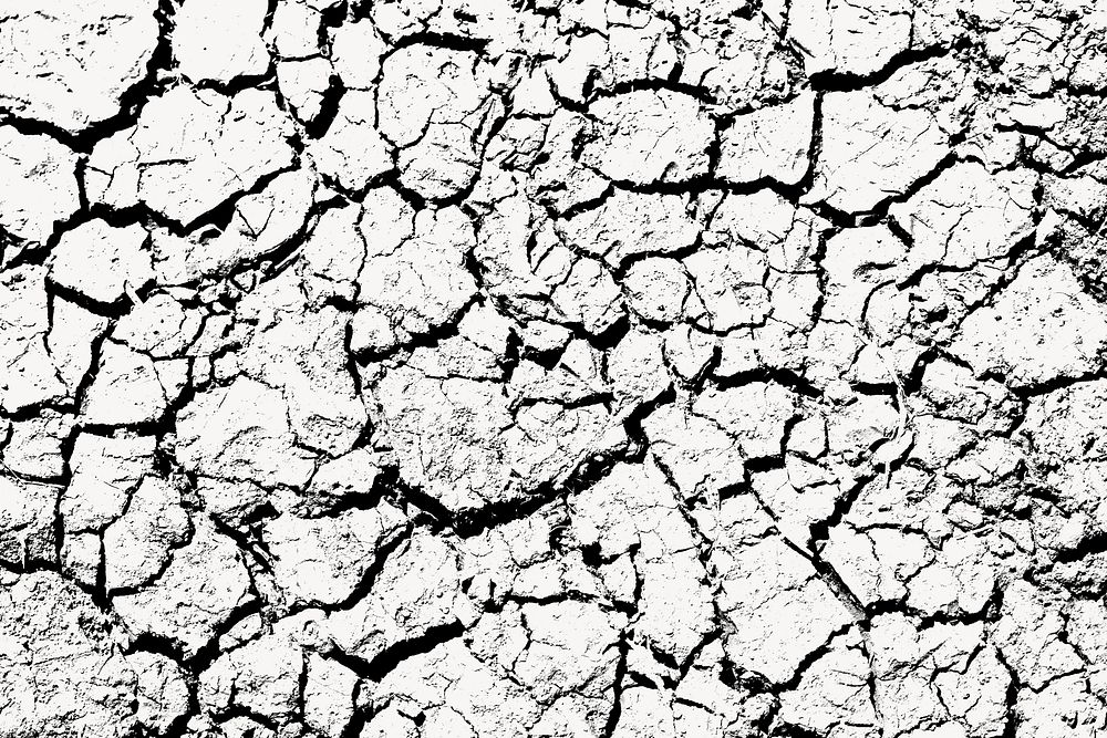 Cracked texture abstract background, black & white design psd