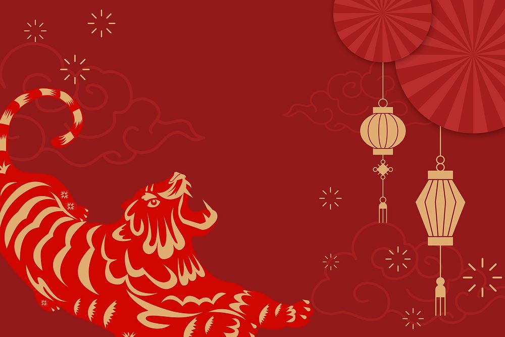 Tiger new year background, Chinese horoscope psd