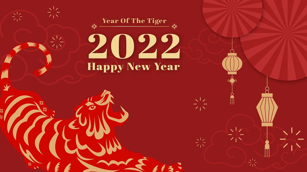 2022 happy new year template, Chinese tiger horoscope vector