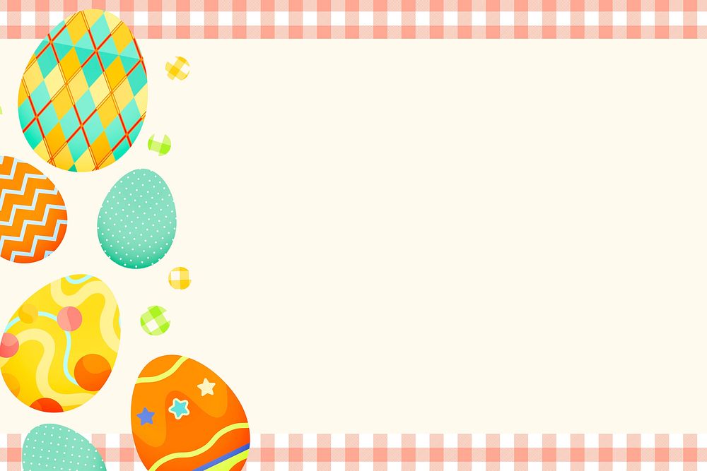 Easter celebration background, patterned egg frame border vector