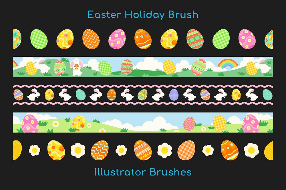 Easter holiday pattern brush vector, compatible with AI