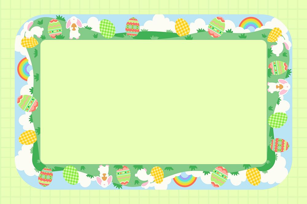 Easter celebration frame background, green grid pattern vector