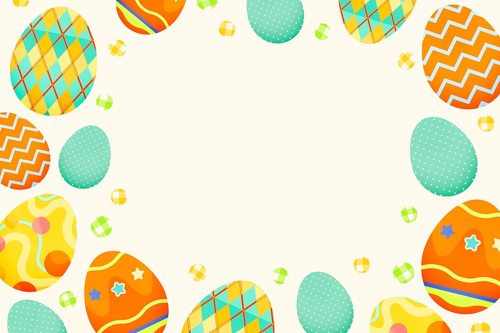 Easter patterned frame background, cute design for kids vector