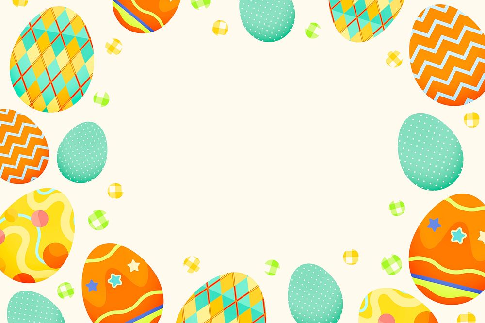 Easter patterned frame background, cute design for kids psd