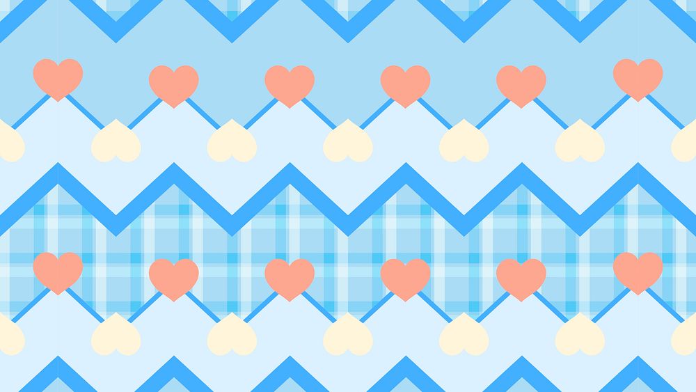 Cute heart pattern desktop wallpaper, pastel blue design