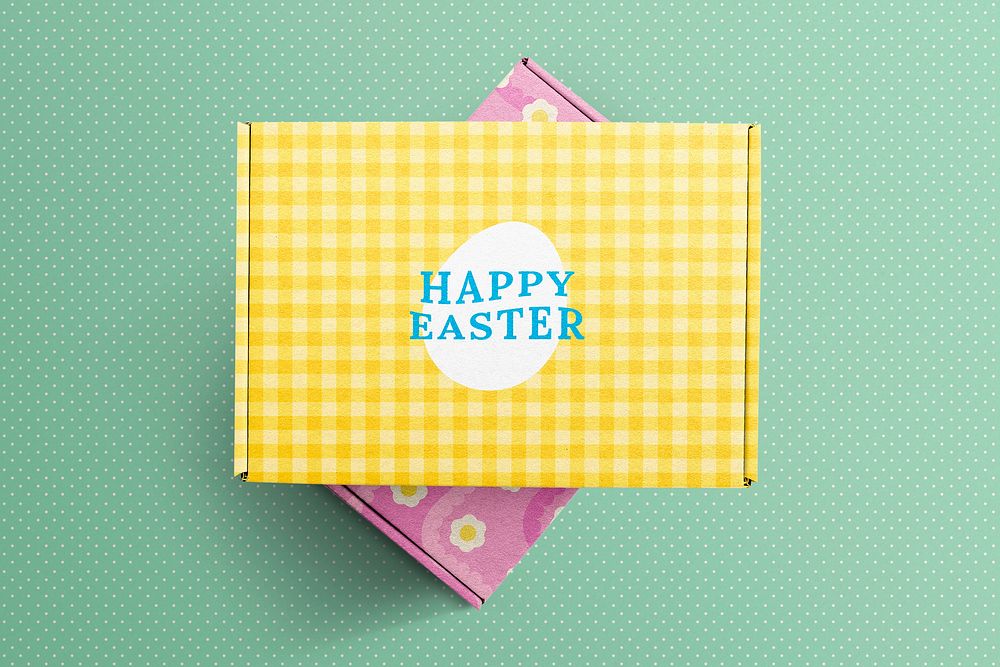 Easter kraft box, small business packaging with greeting