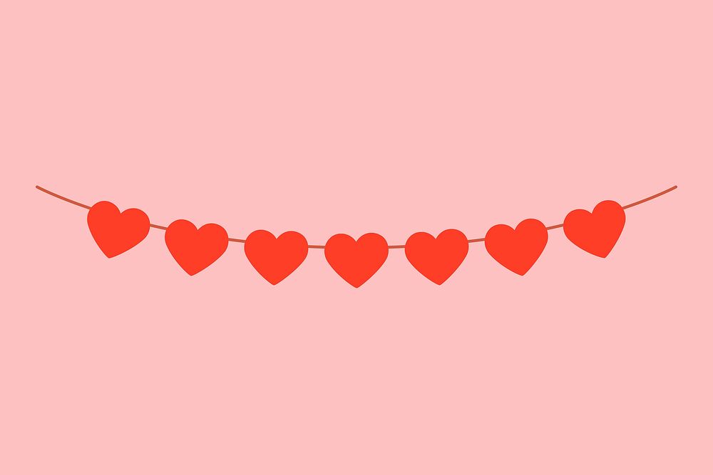 Red Valentine's heart decoration collage element vector