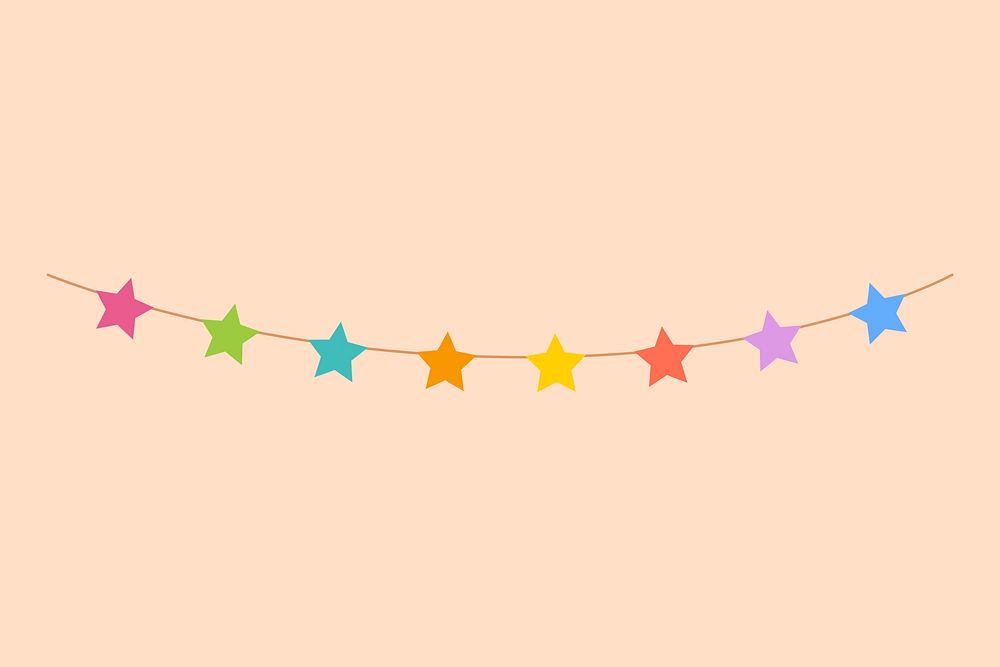 Colorful stars banner decoration, party psd