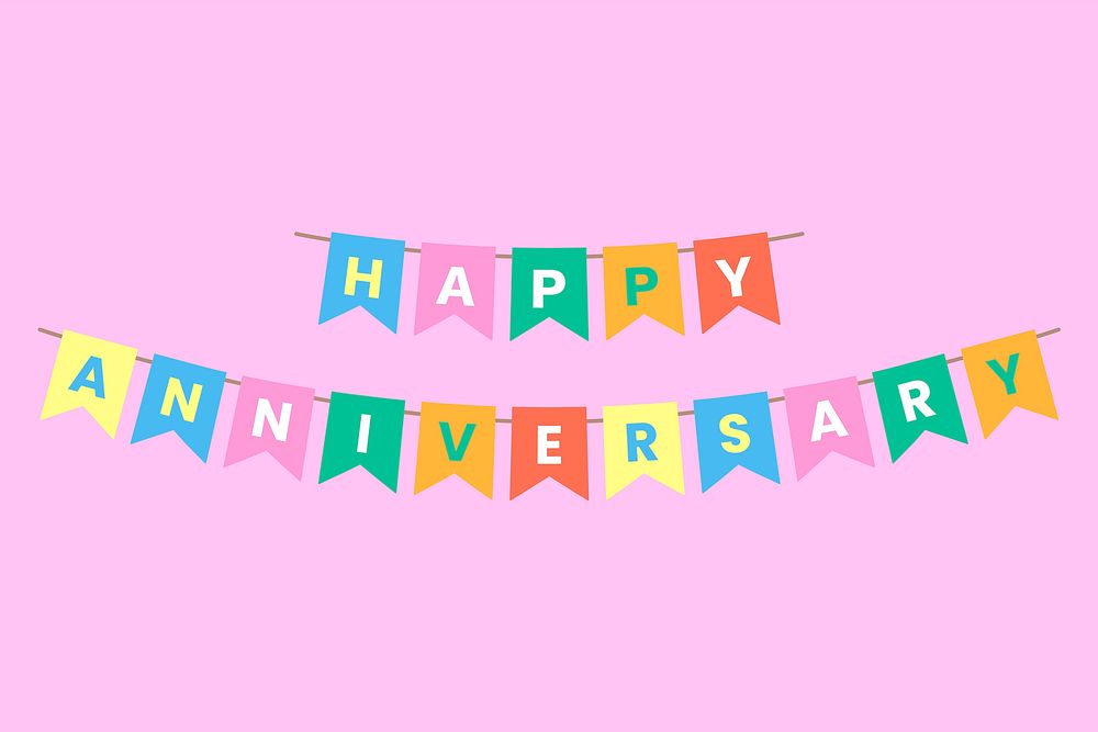 Happy anniversary party element, flat graphic, special occasion decoration
