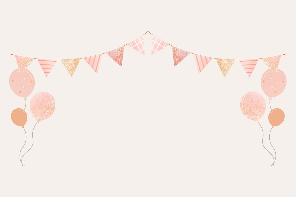 Party flag, balloons, collage element, celebration vector
