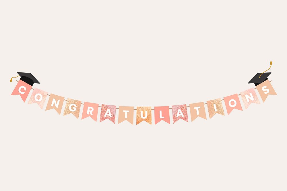 Glitter congratulations graduation banner, celebration vector