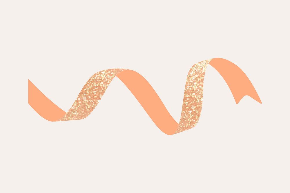 Orange glitter ribbon collage element, party vector