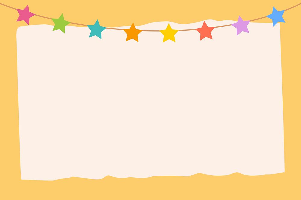 Colorful stars party flag frame background, vector