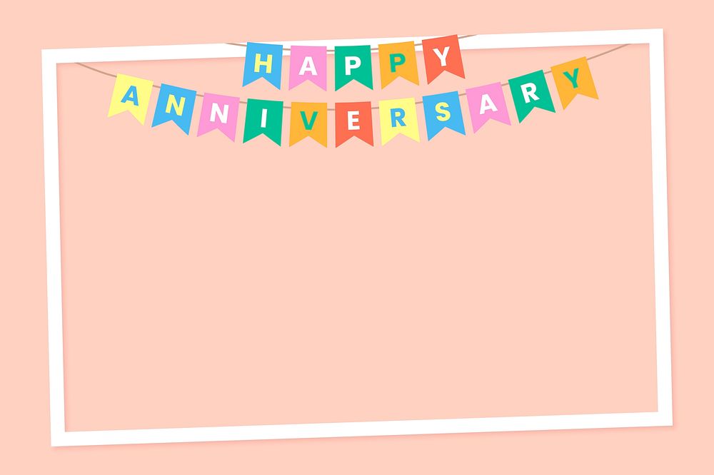 Cute pastel anniversary banner frame background, psd