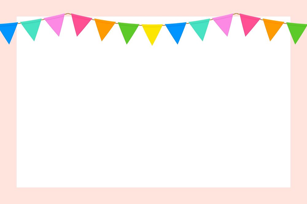 Cute colorful party decoration frame background, psd