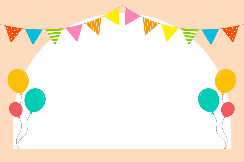 Party flag, balloons, frame background, event design, psd