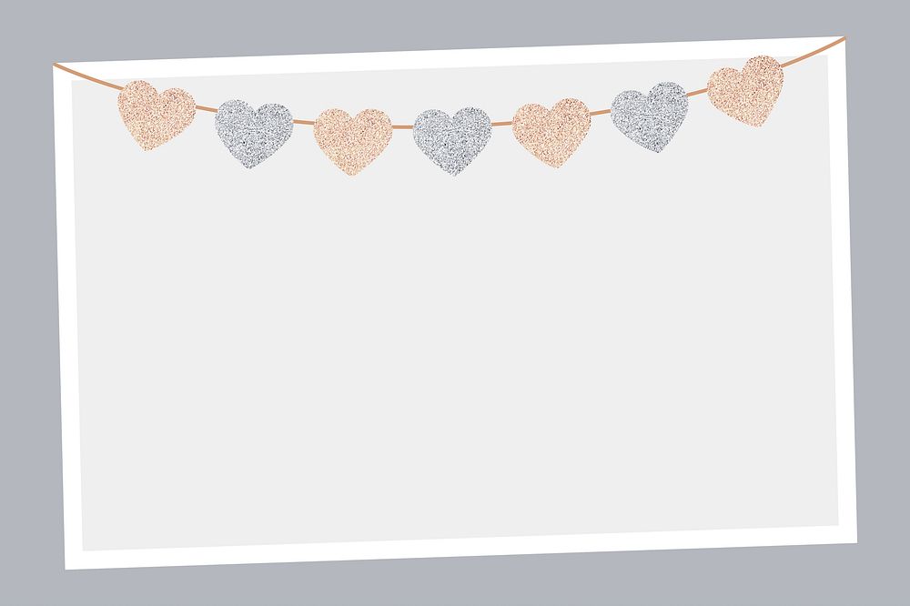 Cute glitter party decoration frame background, valentines day, vector