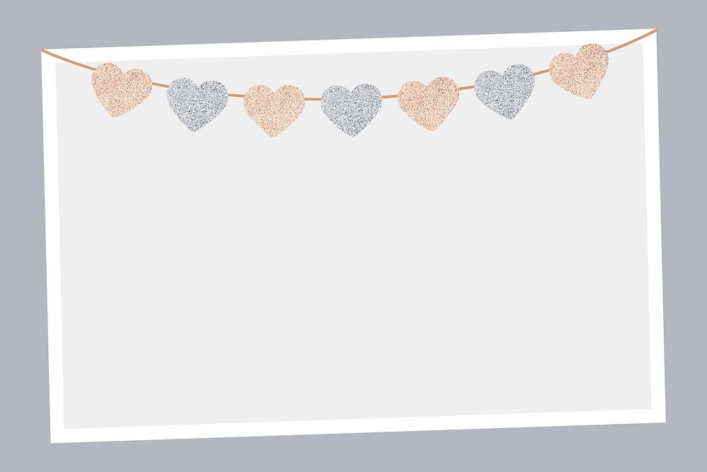 Cute glitter party decoration frame background, valentines day, psd