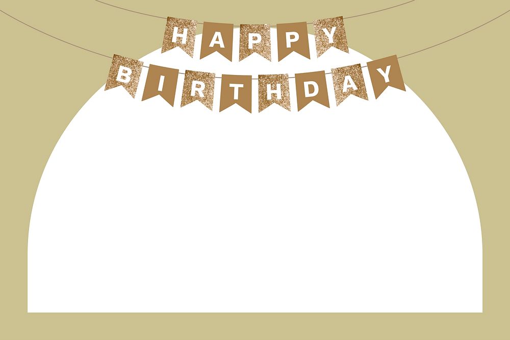 Gold happy birthday banner frame background, celebration design vector