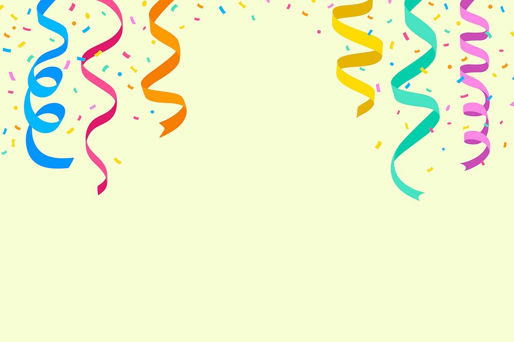 Colorful spiraling ribbons frame background, party design, vector
