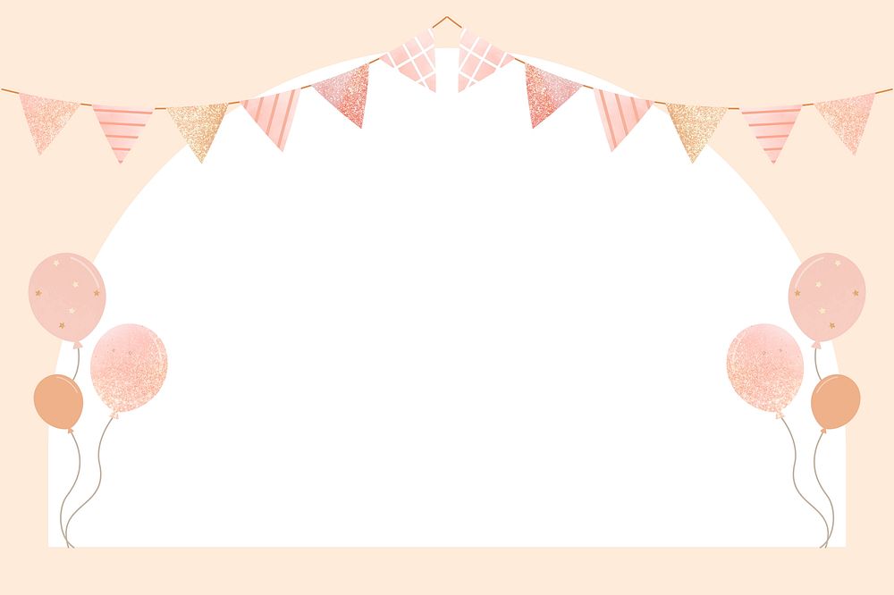 Arch party decorations frame background, psd
