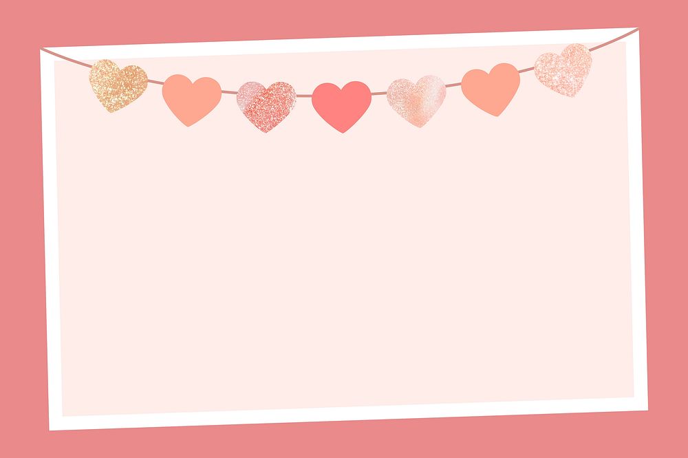 Pink hearts Valentine's frame background, celebration design vector