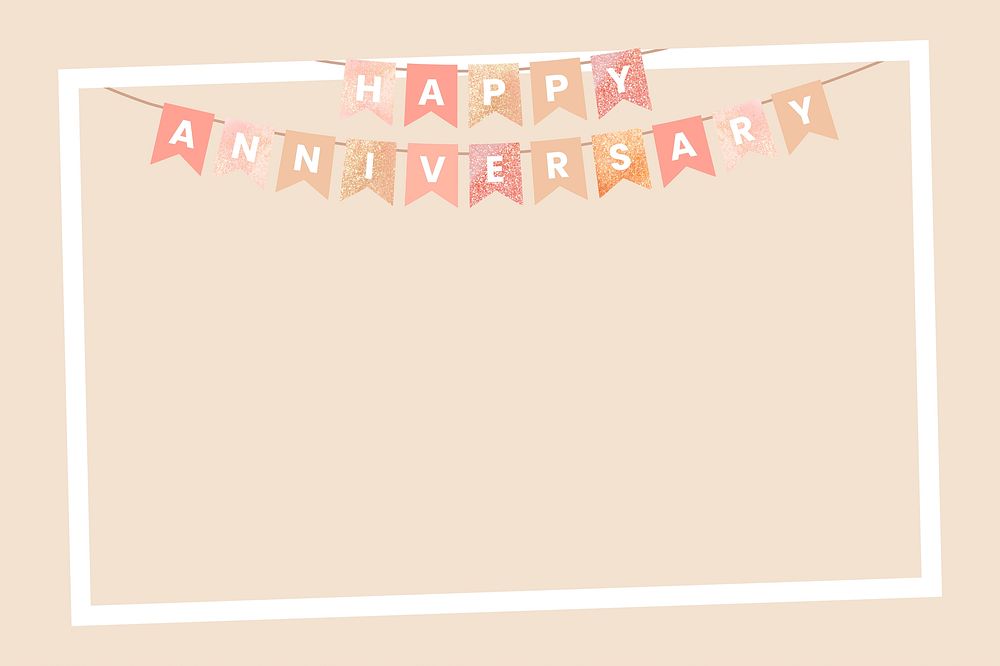Cute pastel party decor frame background, anniversary vector