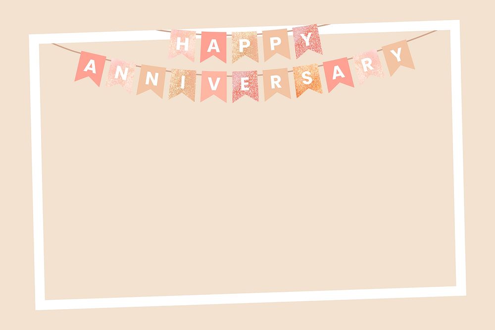 Cute pastel party decor frame background, anniversary psd