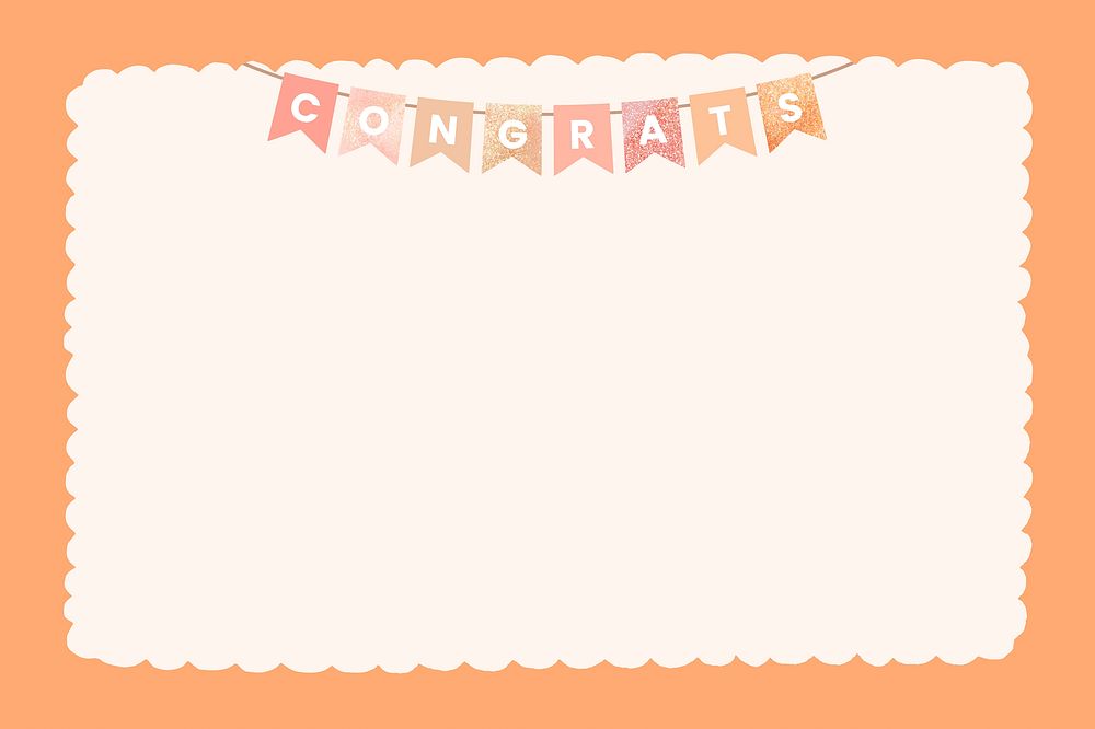 Orange congrats banner frame background, celebration design vector