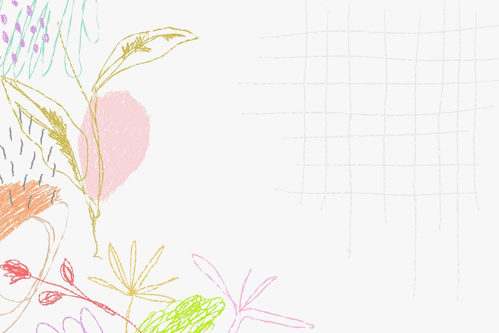 Kids crayon doodle social media banner, pastel line art scribble