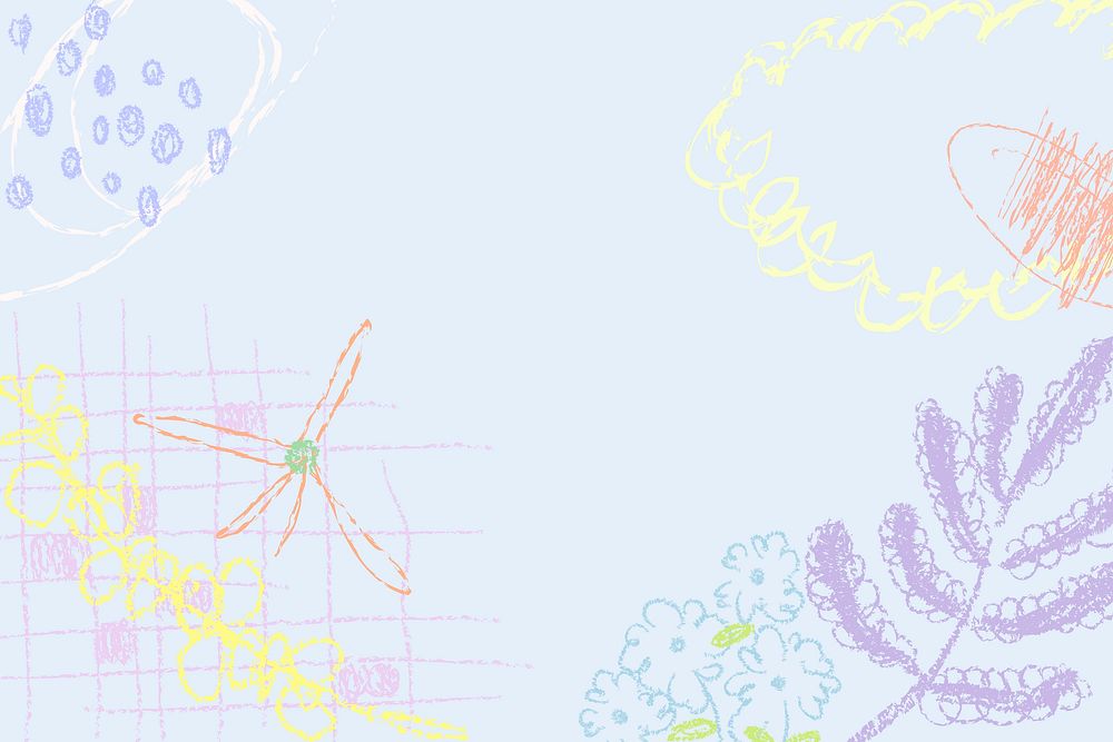Kids abstract scribble background, pastel cute design in purple psd