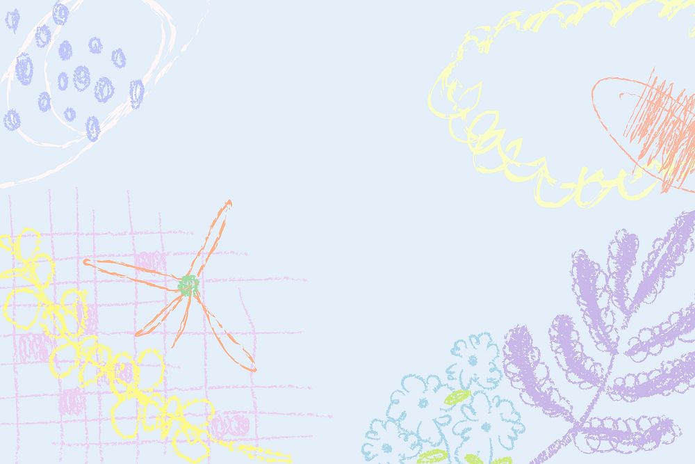 Kids abstract scribble background, pastel cute design in purple vector