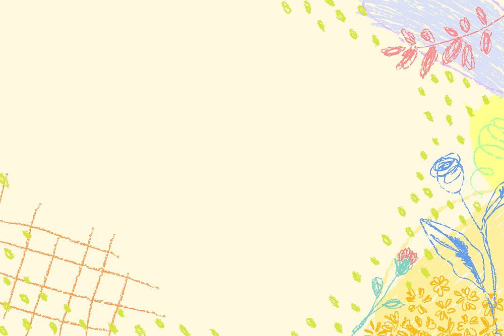 Aesthetic floral doodle border, colorful cute design background psd